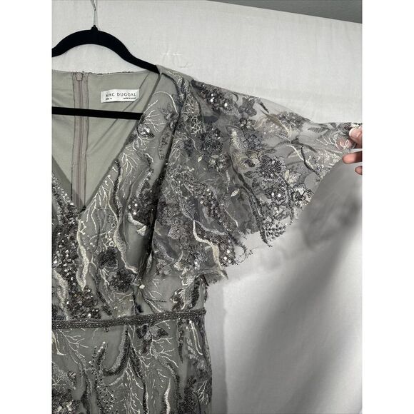 NWT$698 Mac Duggal [ 14 ] Embellished V Neck Butterfly Sleeve Trumpet Gown S1057 - Picture 13 of 16